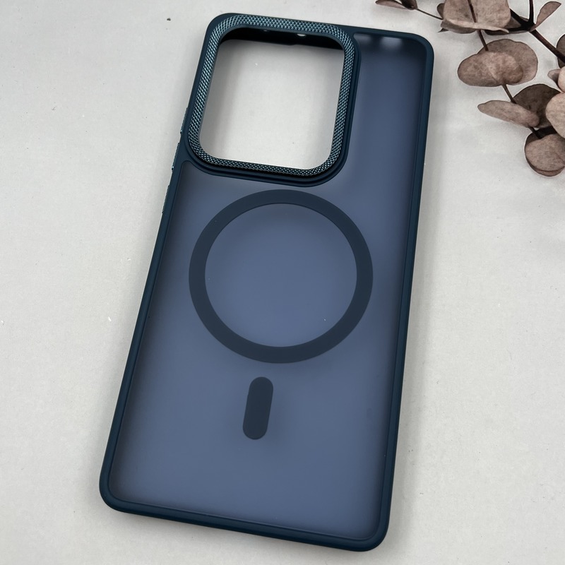 قاب گوشی Redmi Note 14S / Redmi Note 13 Pro 4G / Poco M6 Pro 4G شیائومی Carbon Case مات مگ سیف Magsafe اورجینال لنز کربن برجسته اسپرت سرمه ای کد 94910 - Image 2
