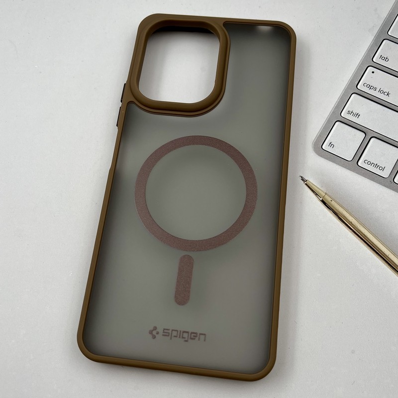 قاب گوشی Redmi 13C / Poco C65 شیائومی مات Spigen Case طرح مگ سیف ضد ضربه لنز برجسته موکا کد 96132 - Image 2