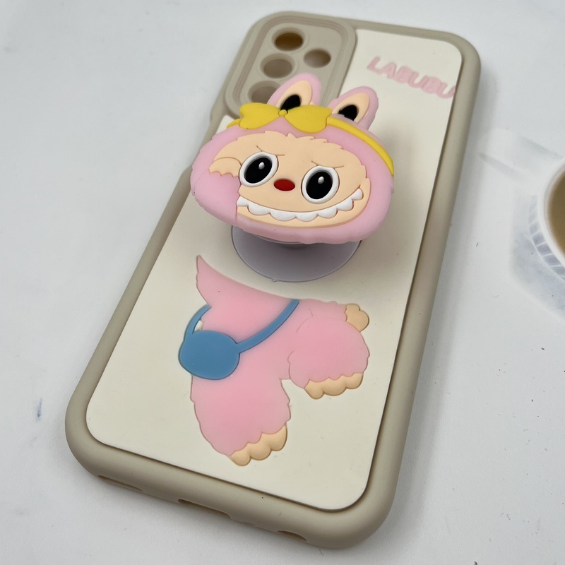 قاب گوشی Galaxy A23 سامسونگ Funny Case سیلیکونی پاپ سوکتی عروسکی برجسته طرح لبوبو صورتی محافظ لنز دار کد 14105 - Image 2