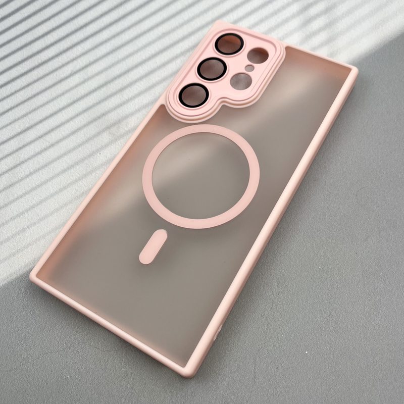 قاب گوشی Galaxy S24 Ultra سامسونگ Matte Case مگ سیف Magsafe اورجینال محافظ لنز دار شیشه ای گلبهی کد 19922 - Image 2
