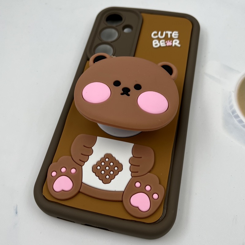 قاب گوشی Galaxy S23 FE سامسونگ Funny Case سیلیکونی پاپ سوکتی عروسکی برجسته طرح تدی محافظ لنز دار کد 22151 - Image 2