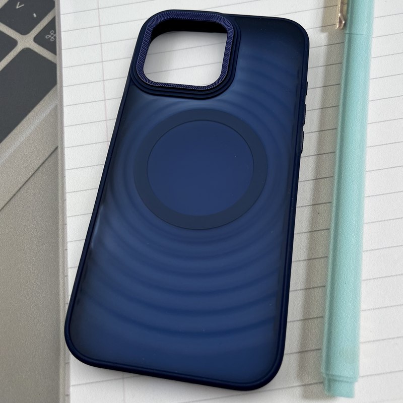 قاب گوشی iPhone 16 Pro Max آیفون مات Wave Case ضد ضربه مگ سیف Magsafe اورجینال لنز کربن سرمه ای کد 23857 - Image 2