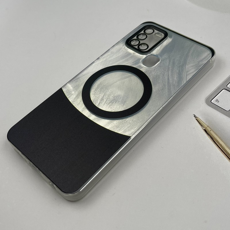 قاب گوشی Galaxy A21S سامسونگ BRUSH CASE نقره ای مشکی طرح مگ سیف Magsafe محافظ لنز دار رنگی کد 26827 - Image 2