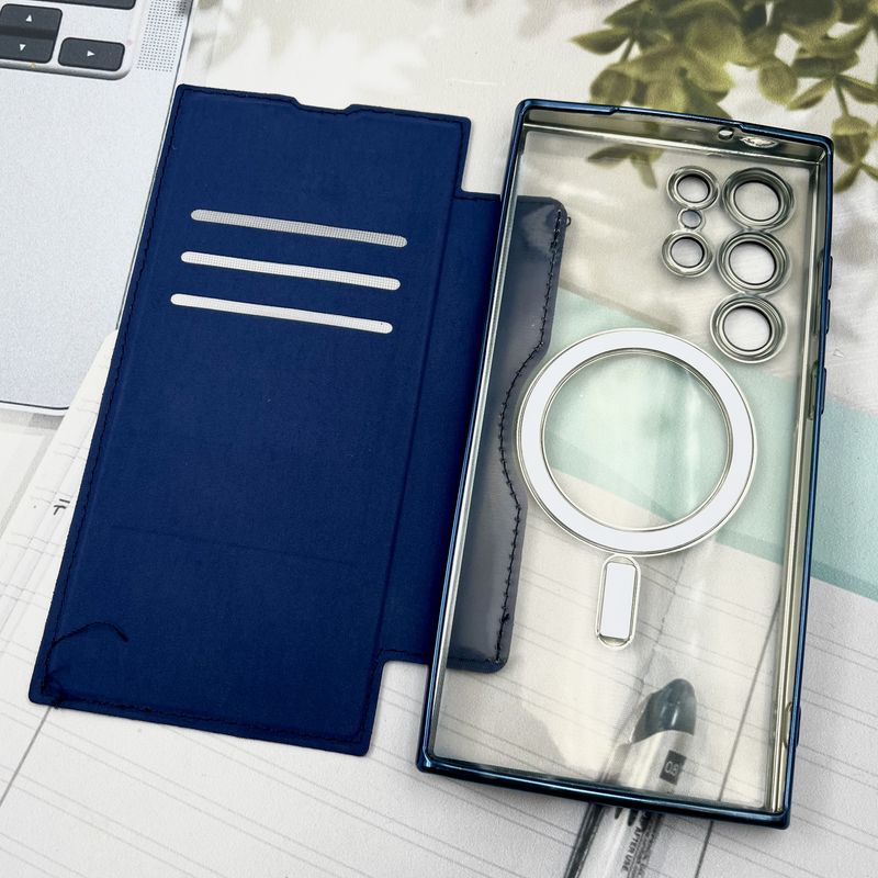 کیف گوشی Galaxy S23 Ultra سامسونگ الکترو استاتیک Wallet Case مگ سیف Magsafe اورجینال محافظ لنز دار گلسی سرمه ای کد 28253 - Image 3