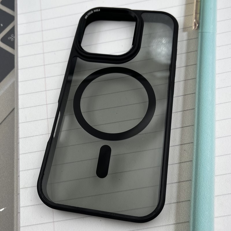 قاب گوشی iPhone 16 Pro آیفون شفاف i-Like لنز فلزی برجسته مگ سیف دار Magsafe اورجینال ضد ضربه Bumper Frame مشکی کد 312581 - Image 2