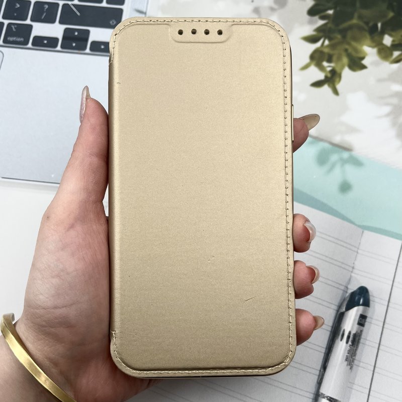 کیف گوشی iPhone XR آیفون الکترو استاتیک Wallet Case مگ سیف Magsafe اورجینال محافظ لنز دار گلسی طلایی کد 31718 - Image 2