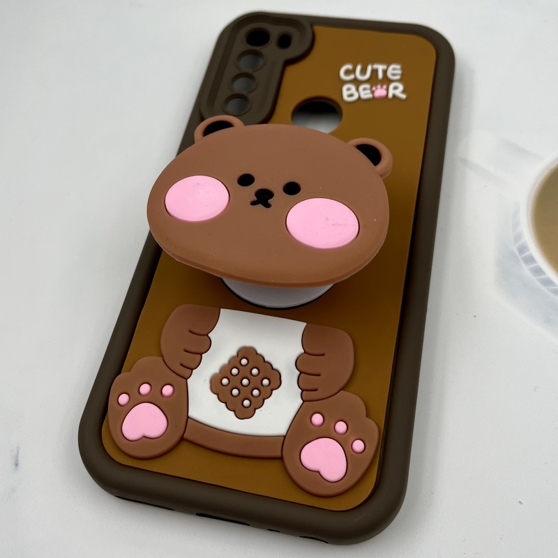 قاب گوشی Redmi Note 8 / Redmi Note 8 2021 شیائومی Funny Case سیلیکونی پاپ سوکتی عروسکی برجسته طرح تدی محافظ لنز دار کد 32637 - Image 2