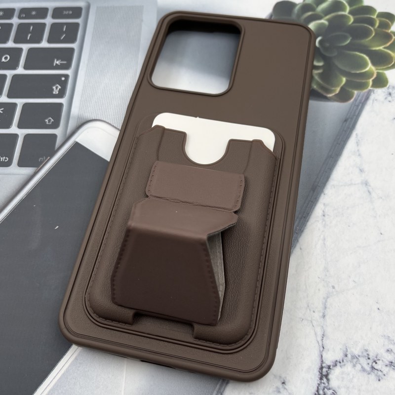 قاب گوشی Redmi 13C / Poco C65 شیائومی Wallet Case کلاسیک جاکارتی دار چرم استند شو قهوه ای کد 361820 - Image 2