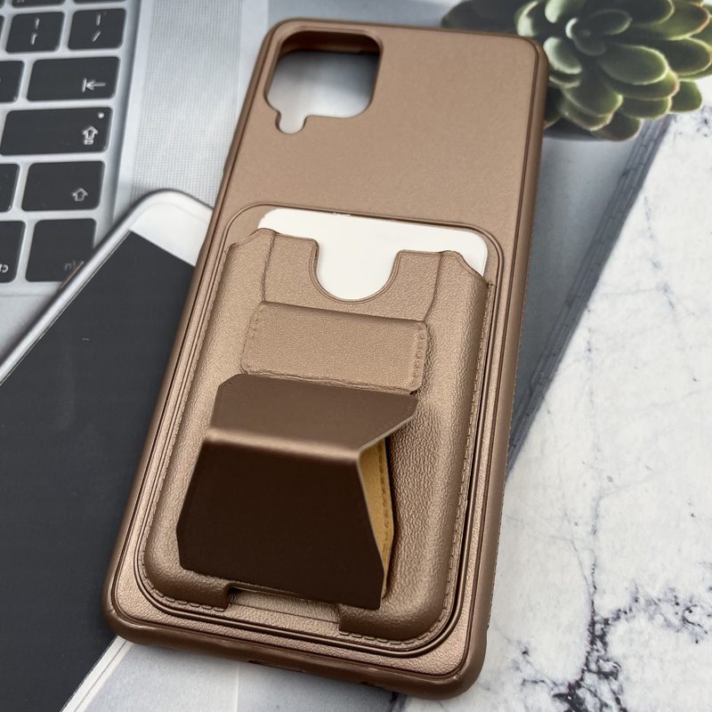 قاب گوشی Galaxy A12 / Galaxy M12 سامسونگ Wallet Case کلاسیک جاکارتی دار چرم استند شو شامپاینی کد 398909 - Image 2