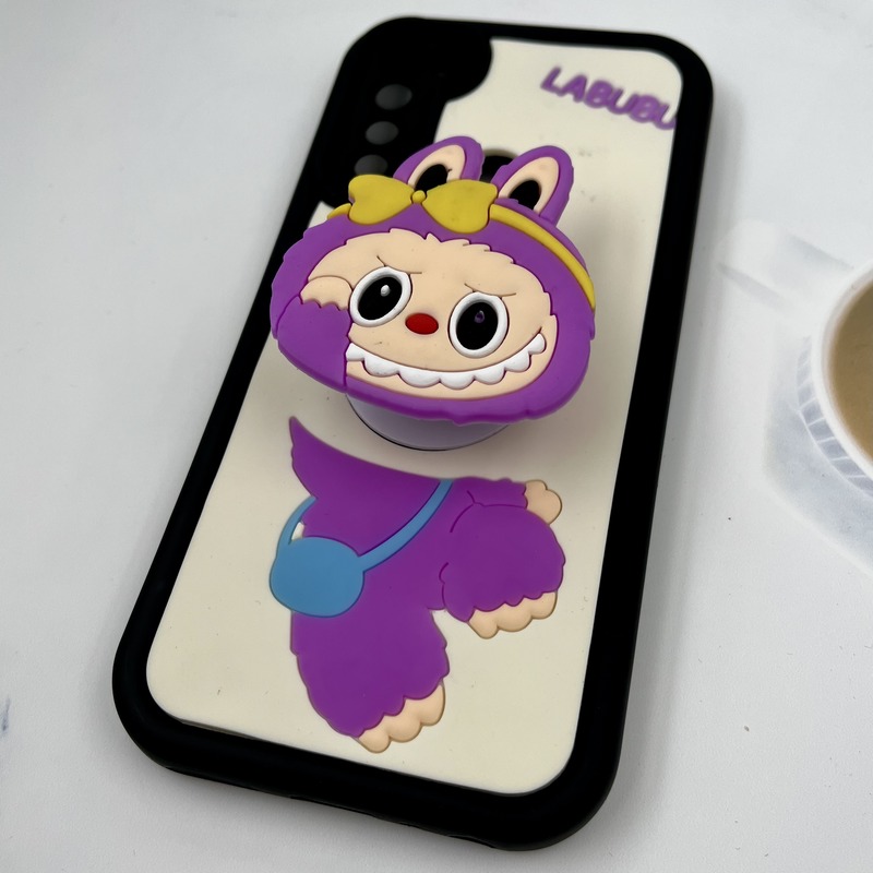 قاب گوشی Redmi Note 8 / Redmi Note 8 2021 شیائومی Funny Case سیلیکونی پاپ سوکتی عروسکی برجسته طرح لبوبو بنفش محافظ لنز دار کد 41736 - Image 2