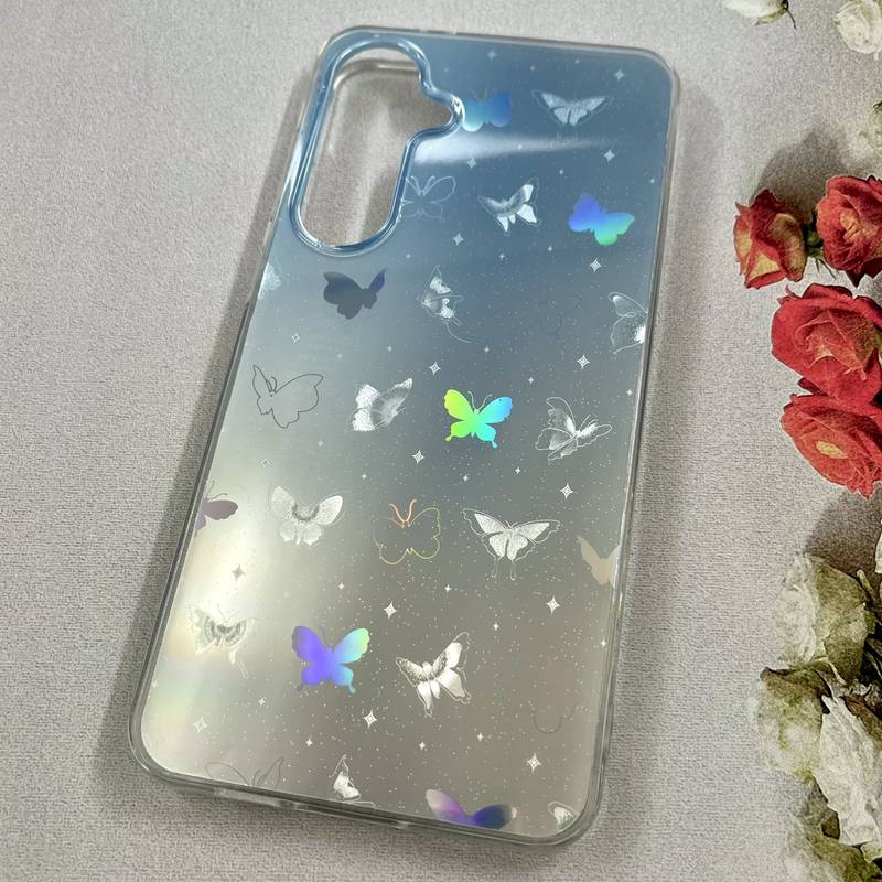 قاب گوشی Galaxy S24 FE سامسونگ Luxury Case ضد ضربه طرح کهکشانی پروانه لیزری آبی کد 42870 - Image 2