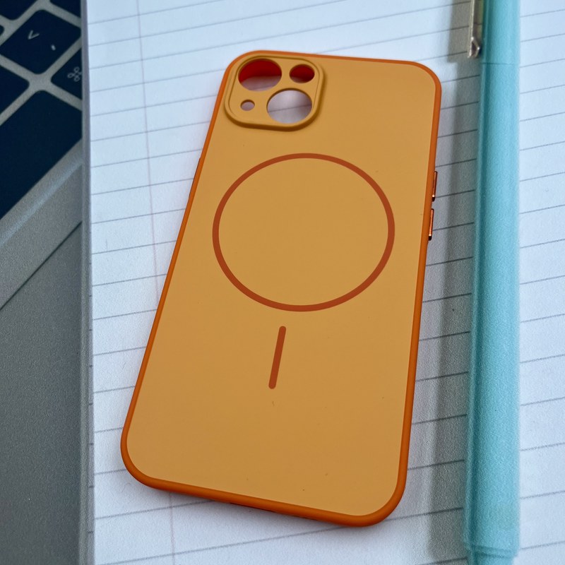 قاب گوشی iPhone 13 آیفون Soft Case پاستلی طرح مگ سیف Magsafe محافظ لنز دار نارنجی کد 43108 - Image 2