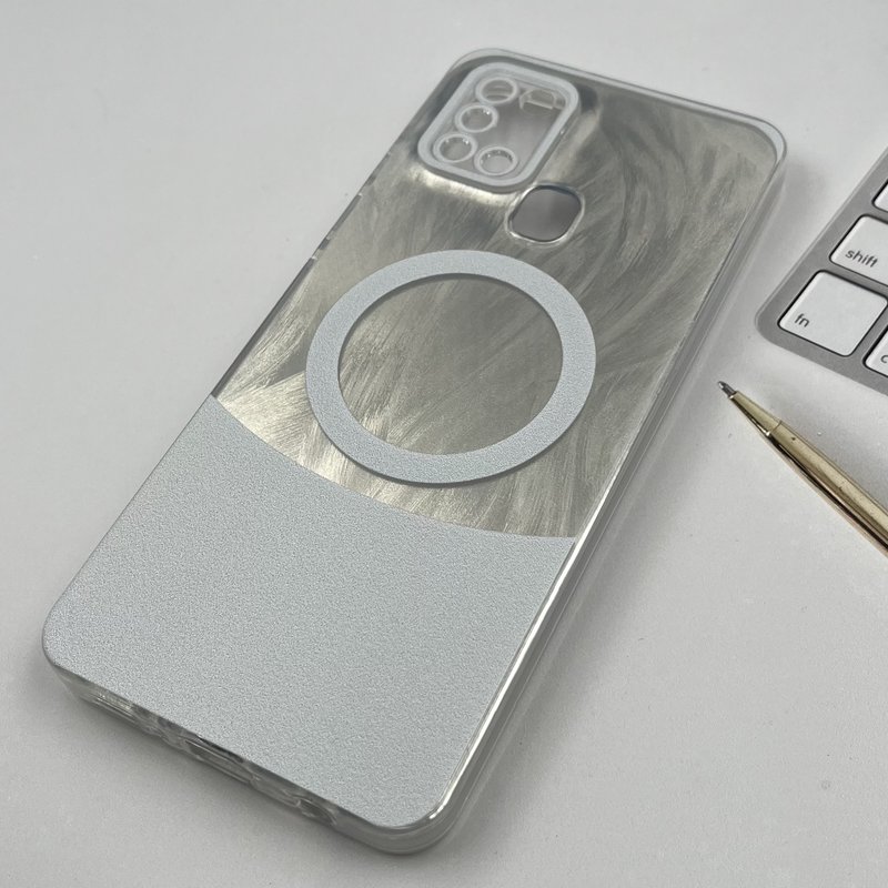 قاب گوشی Galaxy A21S سامسونگ BRUSH CASE نقره ای سفید طرح مگ سیف Magsafe محافظ لنز دار رنگی کد 48058 - Image 2