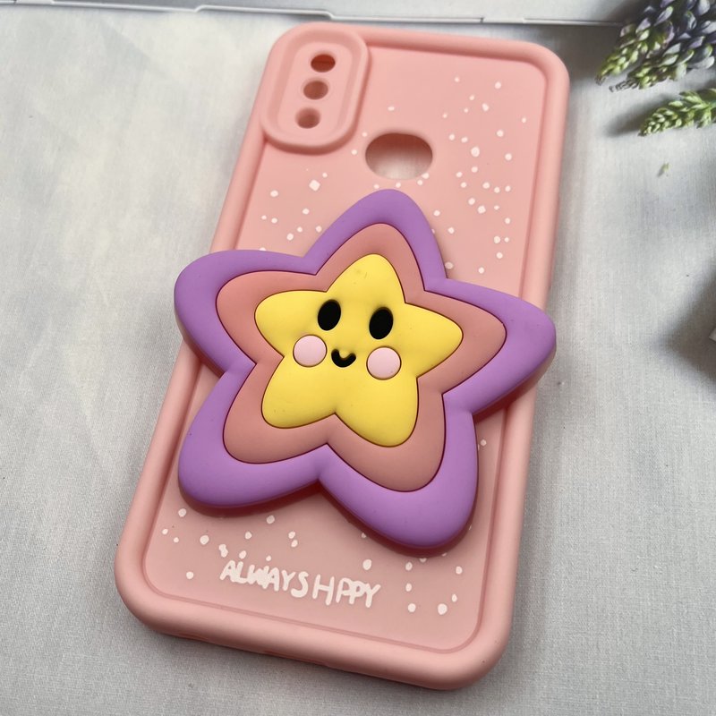 قاب گوشی Galaxy A10S سامسونگ سیلیکونی Lovely Case چراغ دار عروسکی برجسته طرح ستاره گلبهی محافظ لنز دار کد 493916 - Image 2