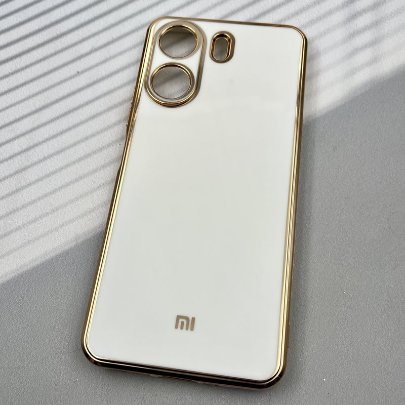 قاب گوشی Redmi 13C / Poco C65 شیائومی ژله ای مای کیس طرح Gold Line دور طلایی محافظ لنز دار سفید کد 51238 - Image 2