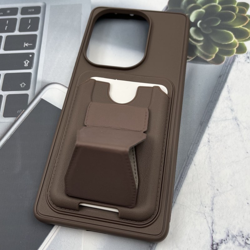 قاب گوشی Redmi Note 14S / Redmi Note 13 Pro 4G / Poco M6 Pro 4G شیائومی Wallet Case کلاسیک جاکارتی دار چرم استند شو قهوه ای کد 519037 - Image 2