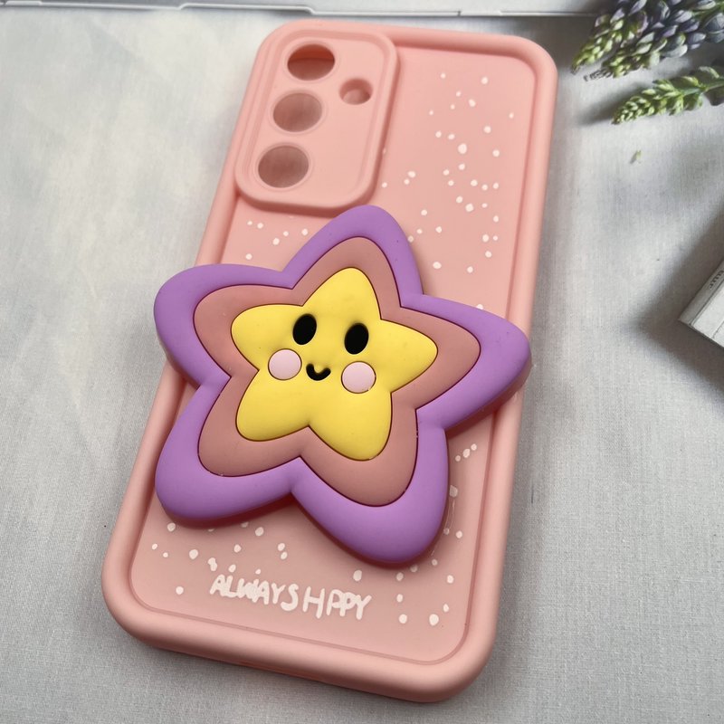قاب گوشی Galaxy S24 FE سامسونگ سیلیکونی Lovely Case چراغ دار عروسکی برجسته طرح ستاره گلبهی محافظ لنز دار کد 566835 - Image 2