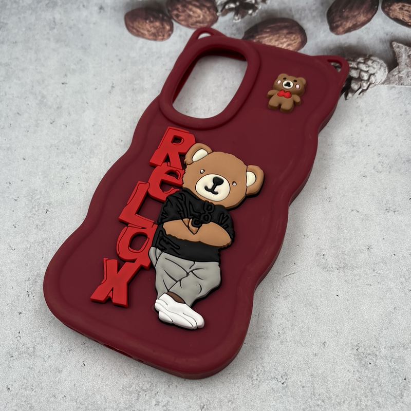 قاب گوشی Galaxy A36 / A56 سامسونگ Teddy Case سیلیکونی گوشدار عروسکی برجسته زرشکی کد 58950 - Image 2