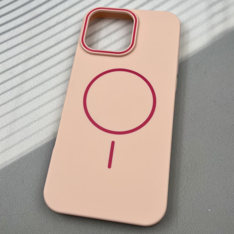 قاب گوشی iPhone 16 Pro Max آیفون سیلیکونی C-CASE داخل پارچه ای مگ سیف Magsafe اورجینال لنز رنگی لنز رنگی گلبهی کد 59861 - Image 2