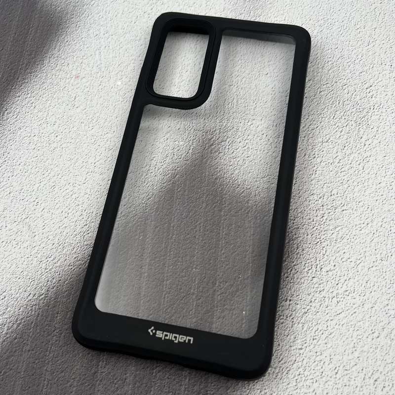 قاب گوشی Galaxy S20 FE سامسونگ اورجینال Spigen شفاف طلقی شیشه ای دور سیلیکونی لاکچری مشکی کد 62128 - Image 2