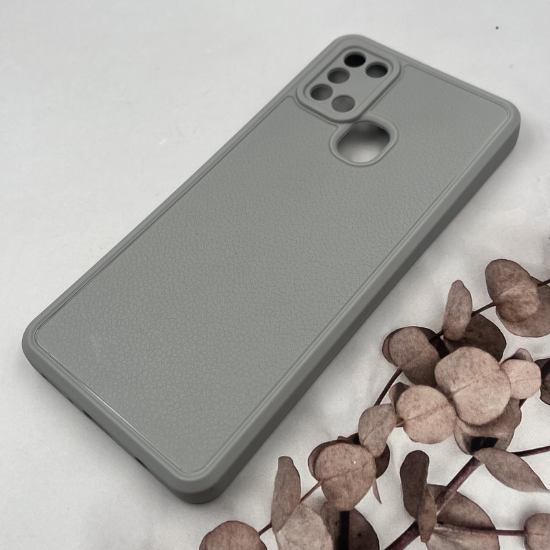 قاب گوشی Galaxy A21S سامسونگ Texture Case سیلیکونی طرح چرم محافظ لنز دار برجسته طوسی کد 69058 - Image 2