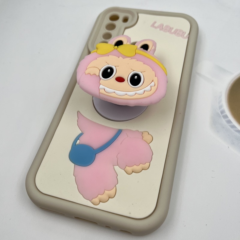 قاب گوشی Redmi Note 8 / Redmi Note 8 2021 شیائومی Funny Case سیلیکونی پاپ سوکتی عروسکی برجسته طرح لبوبو صورتی محافظ لنز دار کد 69592 - Image 2