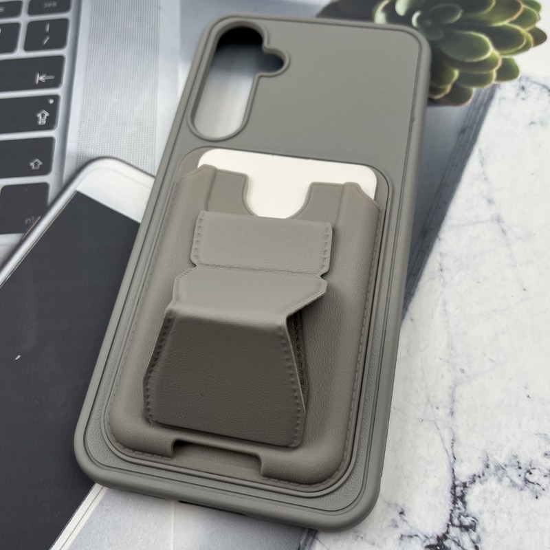 قاب گوشی Galaxy S23 FE سامسونگ Wallet Case کلاسیک جاکارتی دار چرم استند شو تیتانیوم کد 716654 - Image 2