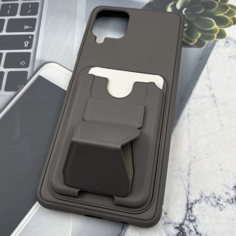 قاب گوشی Galaxy A12 / Galaxy M12 سامسونگ Wallet Case کلاسیک جاکارتی دار چرم استند شو خاکستری کد 745028 - Image 2