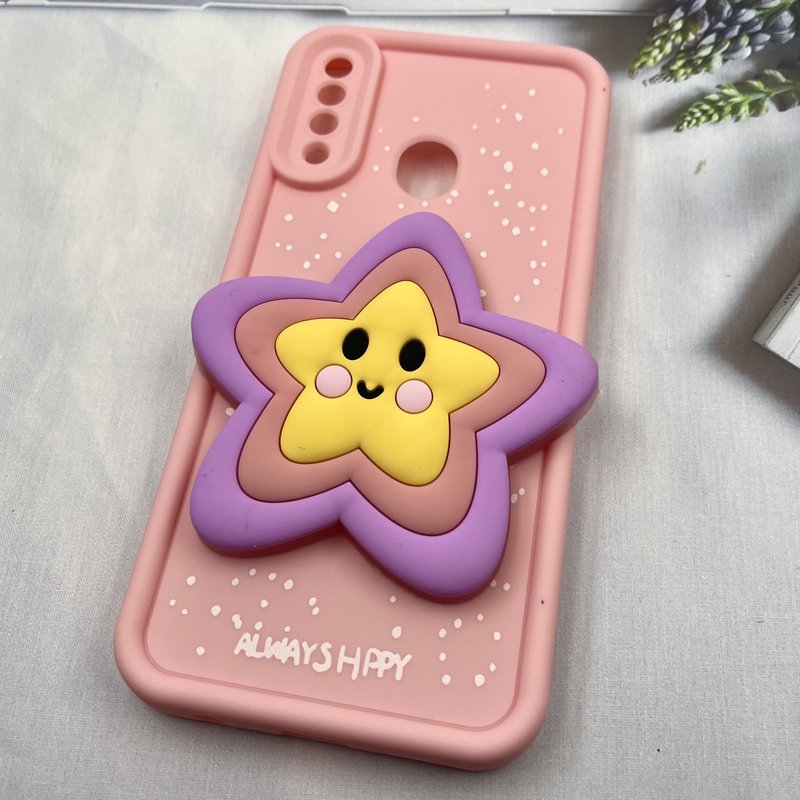 قاب گوشی Galaxy A20S سامسونگ سیلیکونی Lovely Case چراغ دار عروسکی برجسته طرح ستاره گلبهی محافظ لنز دار کد 750498 - Image 2