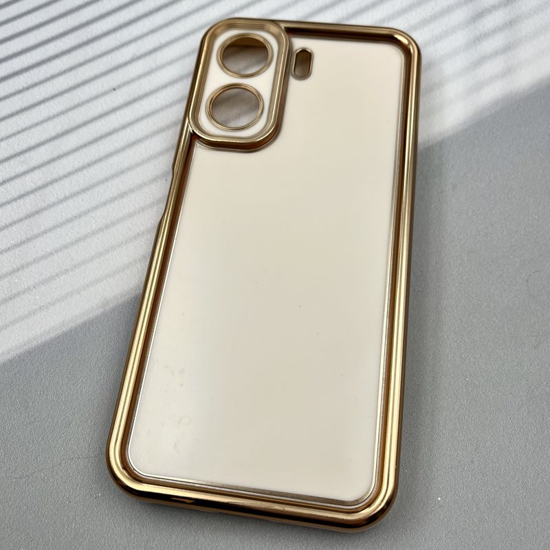 قاب گوشی Redmi 13C / Poco C65 شیائومی Solid case مای کیس Gold Line دور طلایی محافظ لنز دار کرم کد 77971 - Image 2
