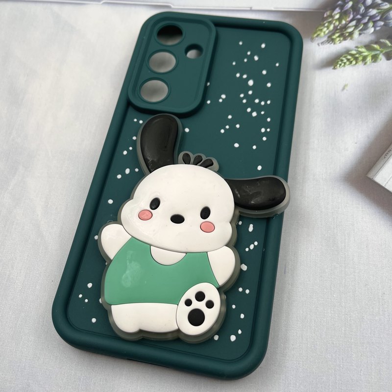قاب گوشی Galaxy S24 FE سامسونگ سیلیکونی Lovely Case چراغ دار عروسکی برجسته طرح COW سبز محافظ لنز دار کد 808143 - Image 2