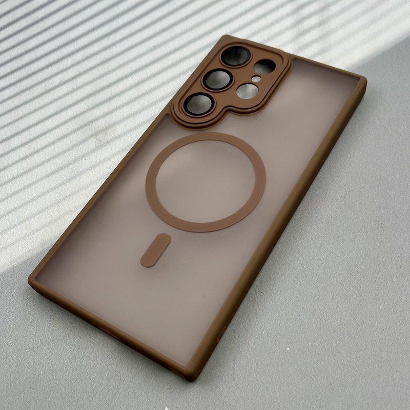 قاب گوشی Galaxy S24 Ultra سامسونگ Matte Case مگ سیف Magsafe اورجینال محافظ لنز دار شیشه ای موکا کد 80817 - Image 2