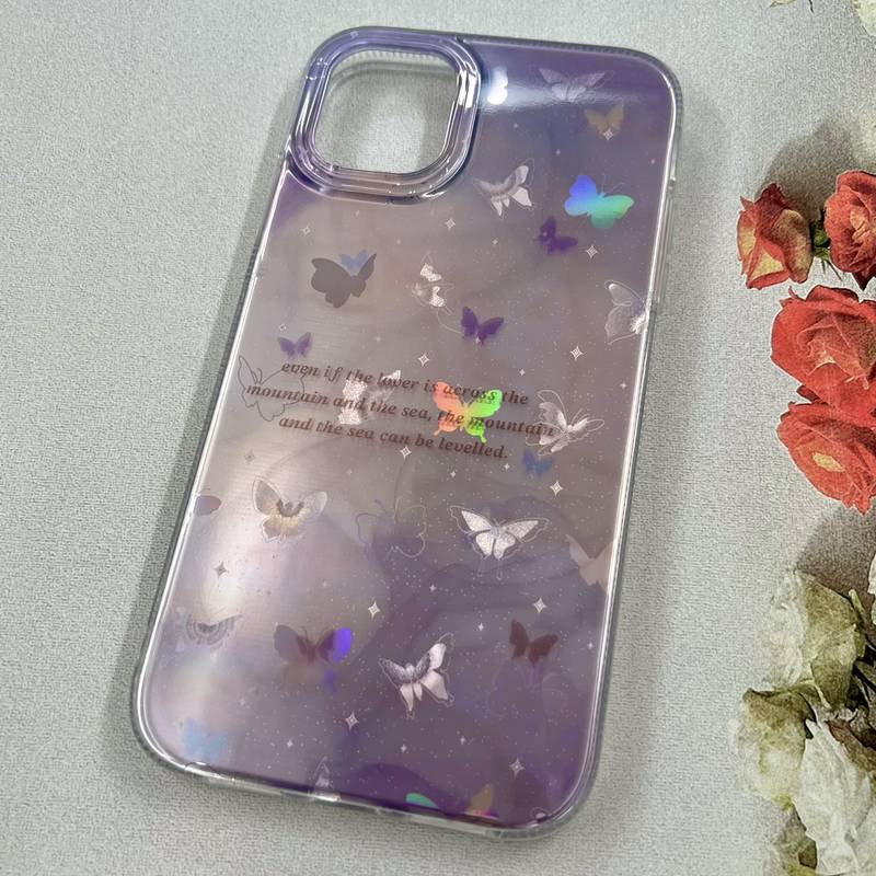 قاب گوشی iPhone 11 آیفون Luxury Case ضد ضربه طرح کهکشانی پروانه لیزری بنفش کد 81236 - Image 2