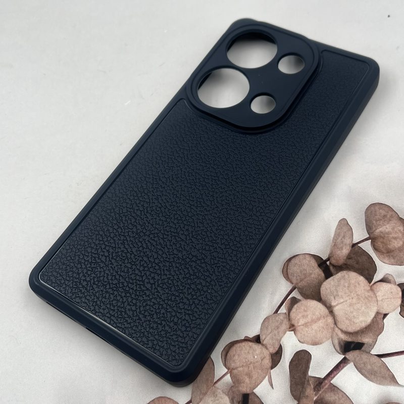 قاب گوشی Redmi Note 14S / Redmi Note 13 Pro 4G / Poco M6 Pro 4G شیائومی Texture Case سیلیکونی طرح چرم محافظ لنز دار برجسته سرمه ای کد 82263 - Image 2