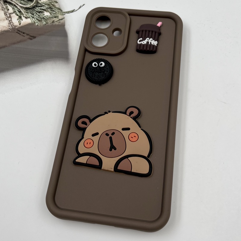 قاب گوشی Galaxy A06 سامسونگ سیلیکونی Bear Case عروسکی خرس کاوایی محافظ لنز دار قهوه ای کد 84247 - Image 2