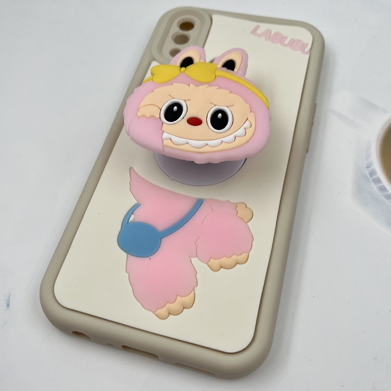 قاب گوشی Galaxy A10S سامسونگ Funny Case سیلیکونی پاپ سوکتی عروسکی برجسته طرح لبوبو صورتی محافظ لنز دار کد 86372 - Image 2