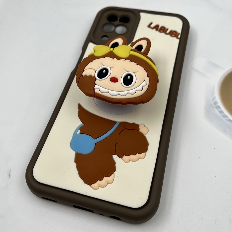 قاب گوشی Galaxy A12 / Galaxy M12 سامسونگ Funny Case سیلیکونی پاپ سوکتی عروسکی برجسته طرح لبوبو قهوه ای محافظ لنز دار کد 87371 - Image 2