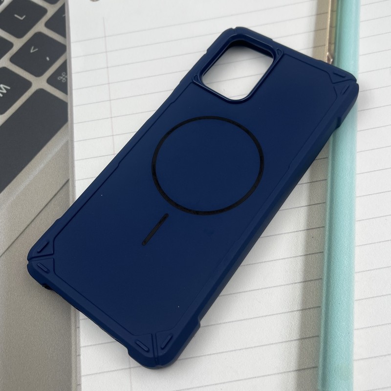 قاب گوشی Galaxy A12 / Galaxy M12 سامسونگ Shield Case ضد ضربه سیلیکونی ایربگ دار طرح مگ سیف Magsafe سرمه ای کد 92176 - Image 2