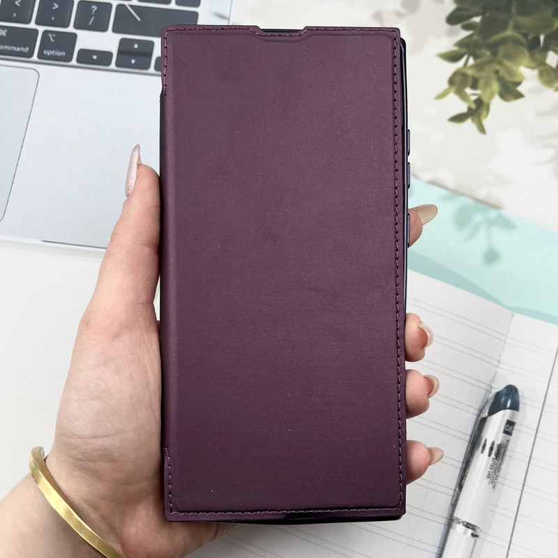 کیف گوشی Galaxy S23 Ultra سامسونگ الکترو استاتیک Wallet Case مگ سیف Magsafe اورجینال محافظ لنز دار گلسی بنفش کد 93576 - Image 2