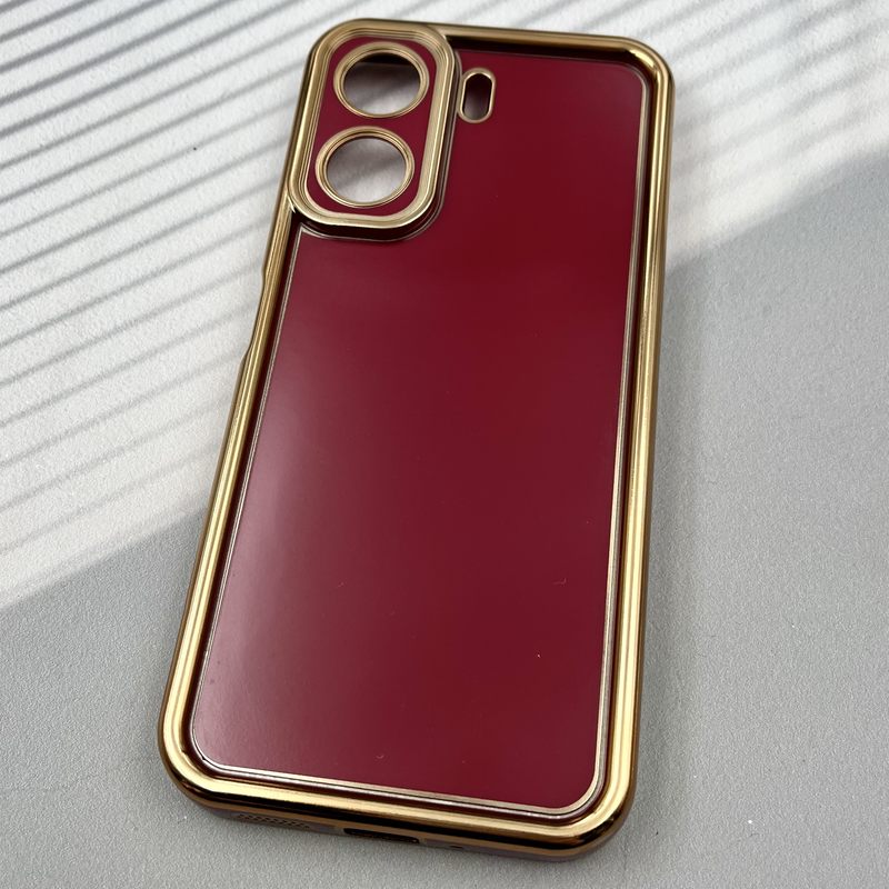 قاب گوشی Redmi 13C / Poco C65 شیائومی Solid case مای کیس Gold Line دور طلایی محافظ لنز دار قرمز کد 94490 - Image 2