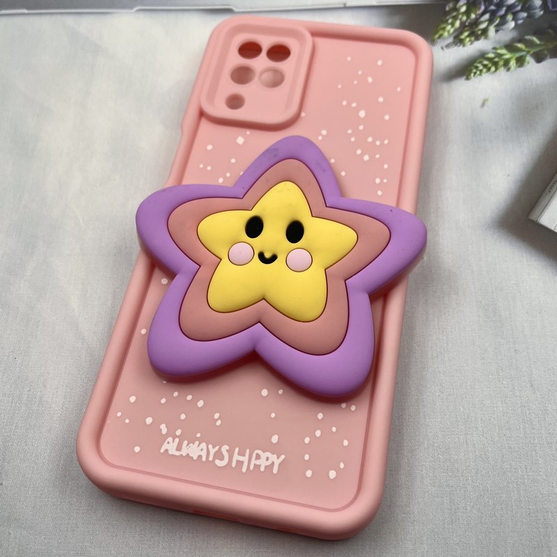 قاب گوشی Galaxy A12 / Galaxy M12 سامسونگ سیلیکونی Lovely Case چراغ دار عروسکی برجسته طرح ستاره گلبهی محافظ لنز دار کد 945230 - Image 2