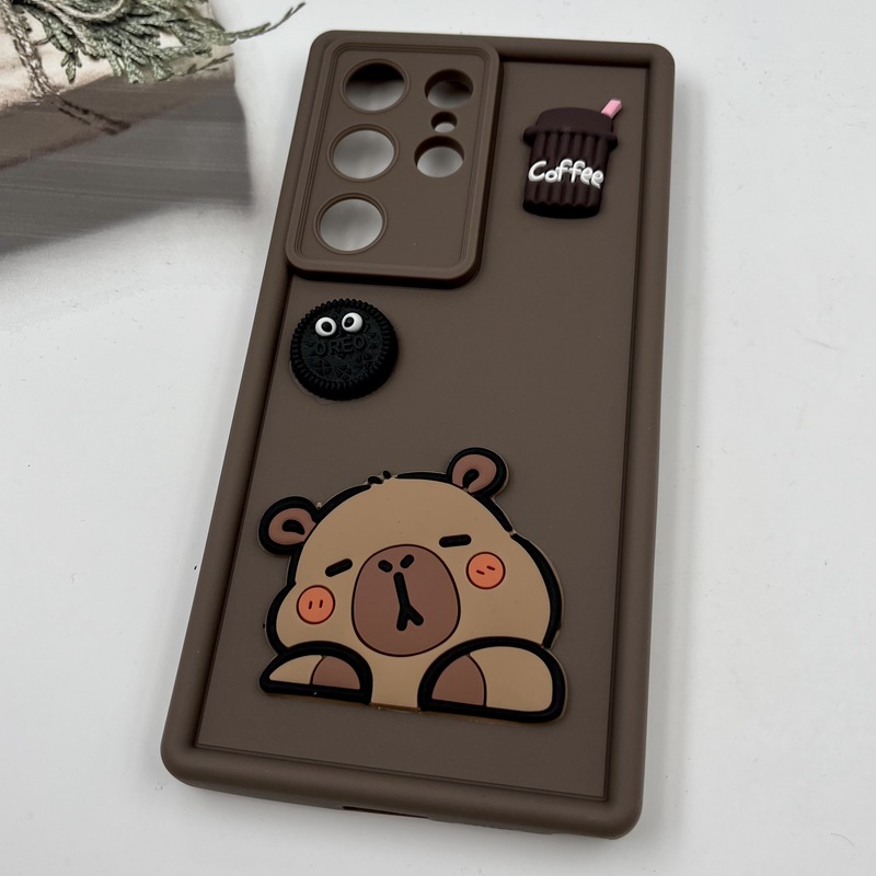 قاب گوشی Galaxy S24 Ultra سامسونگ سیلیکونی Bear Case عروسکی خرس کاوایی محافظ لنز دار قهوه ای کد 95554 - Image 2