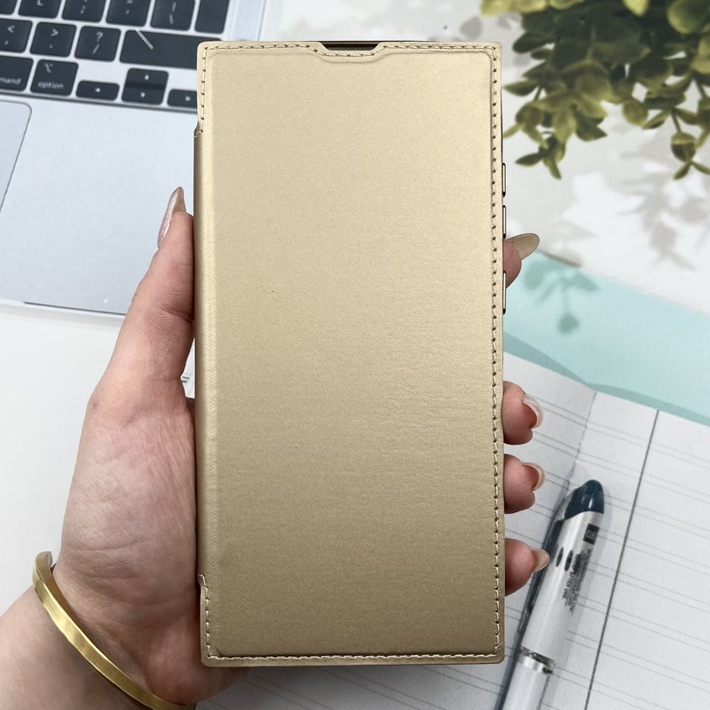 کیف گوشی Galaxy S23 Ultra سامسونگ الکترو استاتیک Wallet Case مگ سیف Magsafe اورجینال محافظ لنز دار گلسی طلایی کد 96141 - Image 2