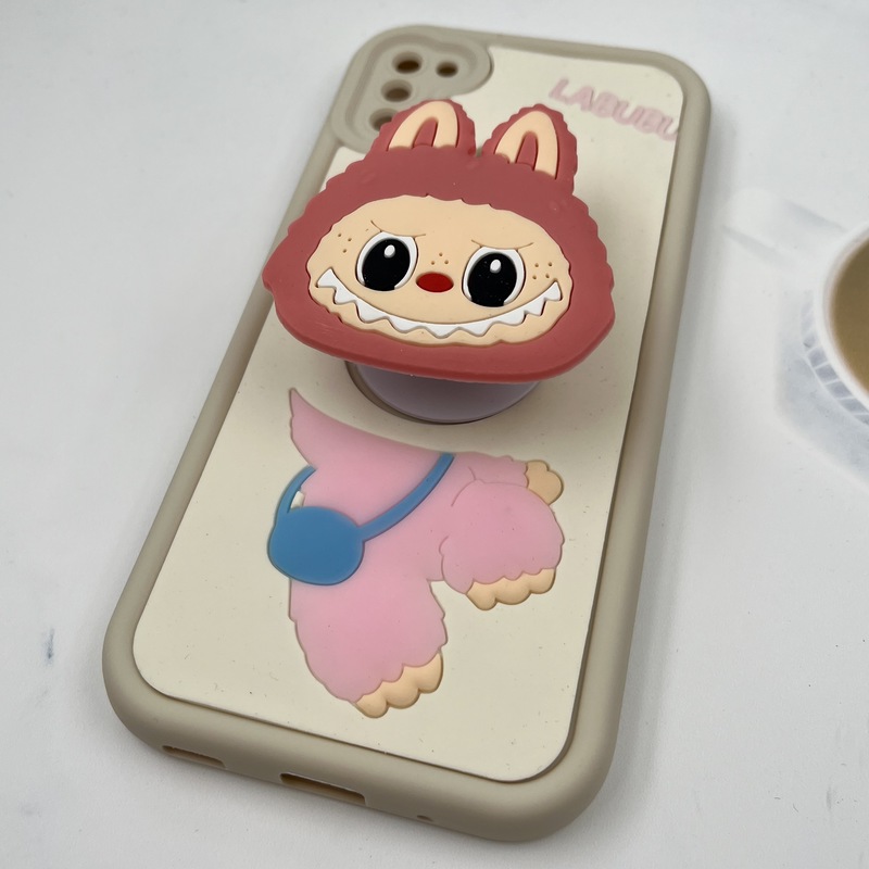 قاب گوشی Galaxy A11 / Galaxy M11 سامسونگ Funny Case سیلیکونی پاپ سوکتی عروسکی برجسته طرح لبوبو گلبهی محافظ لنز دار کد 97775 - Image 2