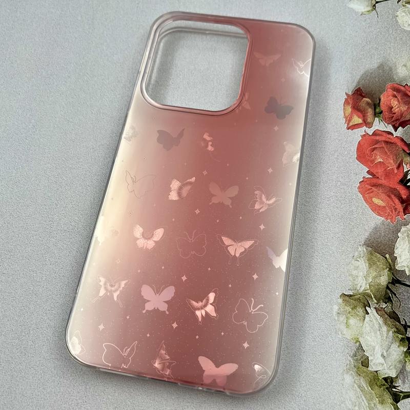 قاب گوشی Redmi 15C / Poco C85 شیائومی Luxury Case ضد ضربه طرح کهکشانی پروانه لیزری صورتی کد 98105 - Image 2