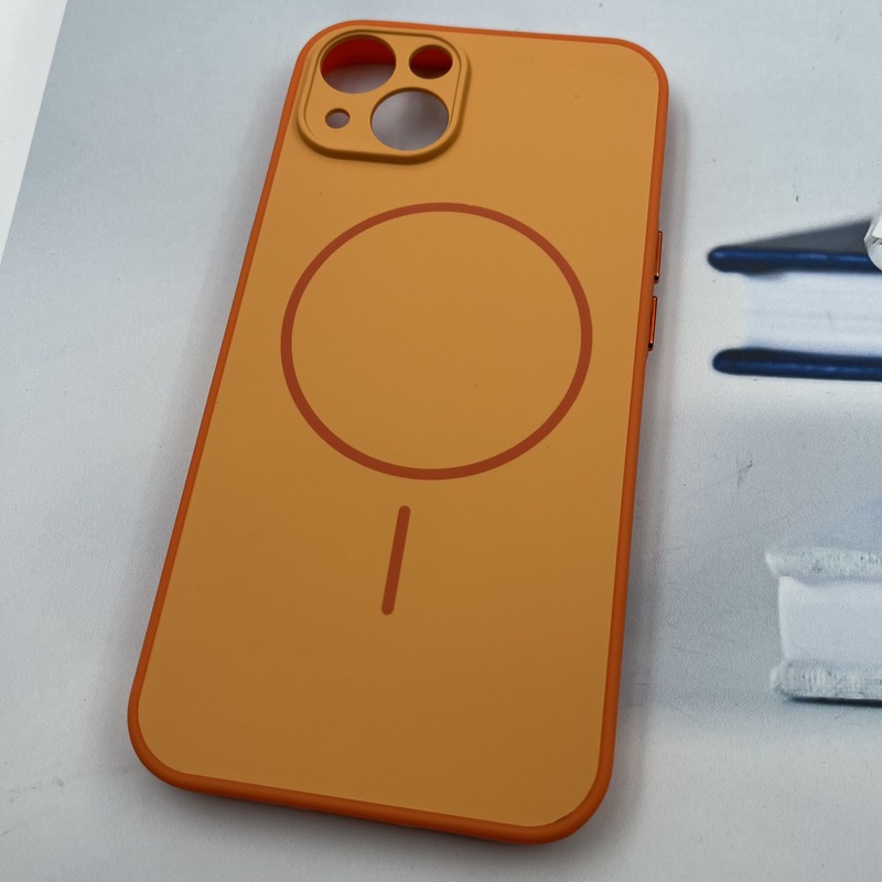 قاب گوشی iPhone 13 آیفون سیلیکونی Soft Case پاستلی طرح مگ سیف Magsafe محافظ لنز دار نارنجی کد 12545 - Image 2