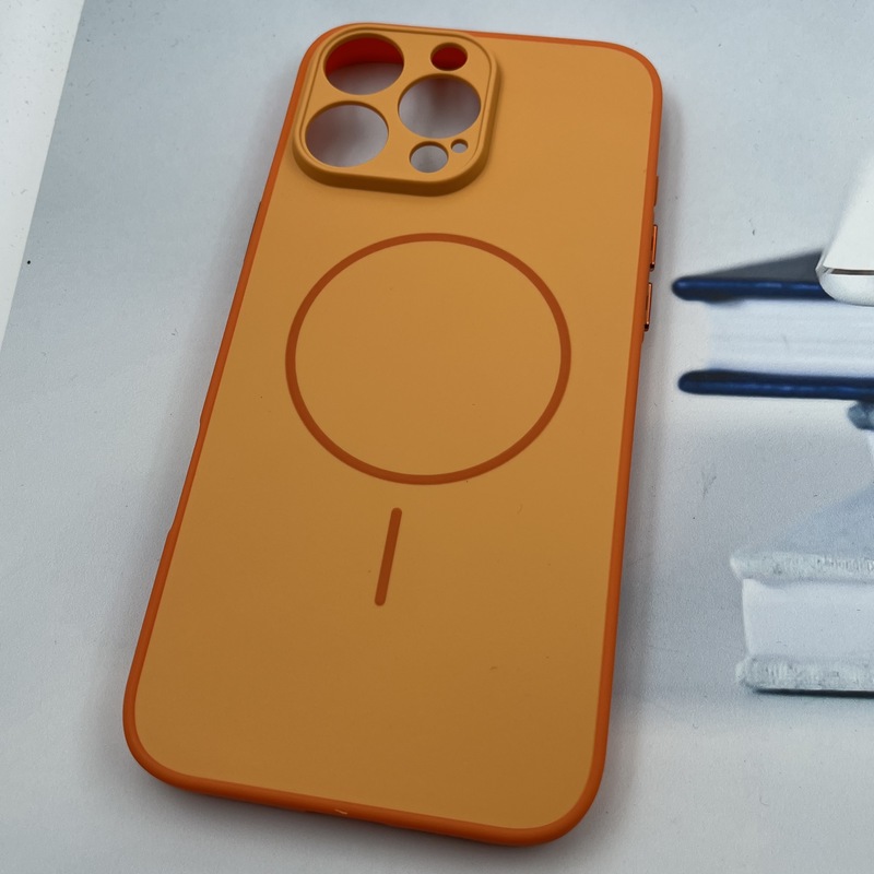 قاب گوشی iPhone 16 Pro Max آیفون سیلیکونی Soft Case پاستلی طرح مگ سیف Magsafe محافظ لنز دار نارنجی کد 19543 - Image 2