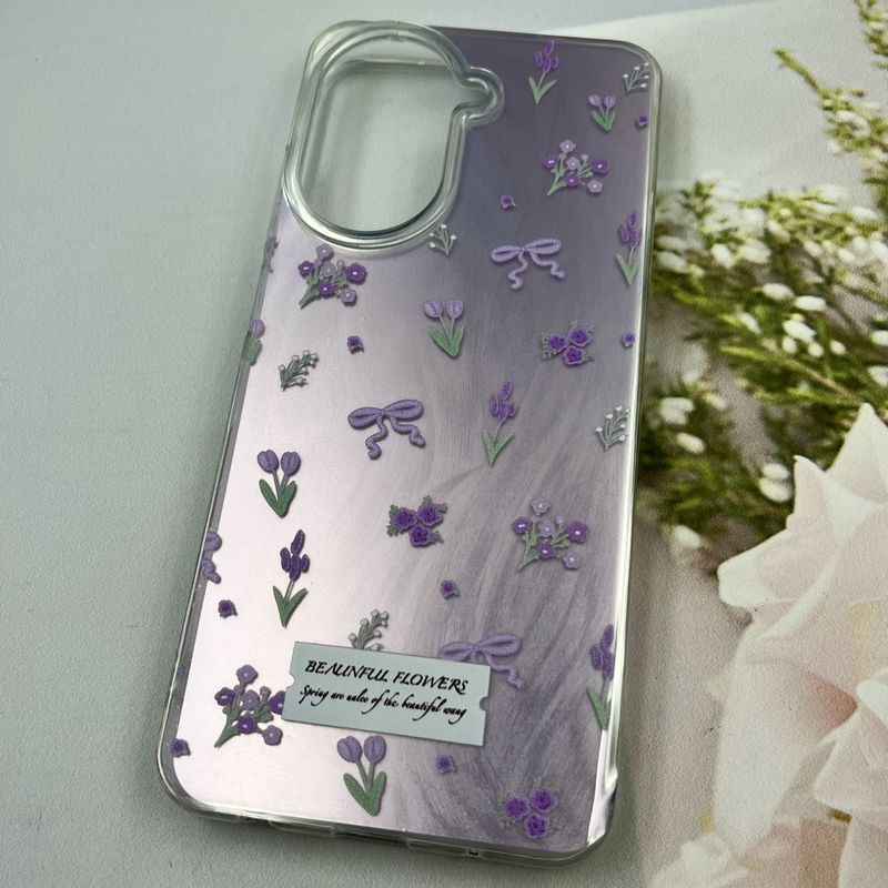 قاب گوشی Redmi A5 / Poco C71 شیائومی Luxury Case ایربگ دار براش طرح پاپیون و گل بنفش لنز برجسته کد 230696 - Image 2