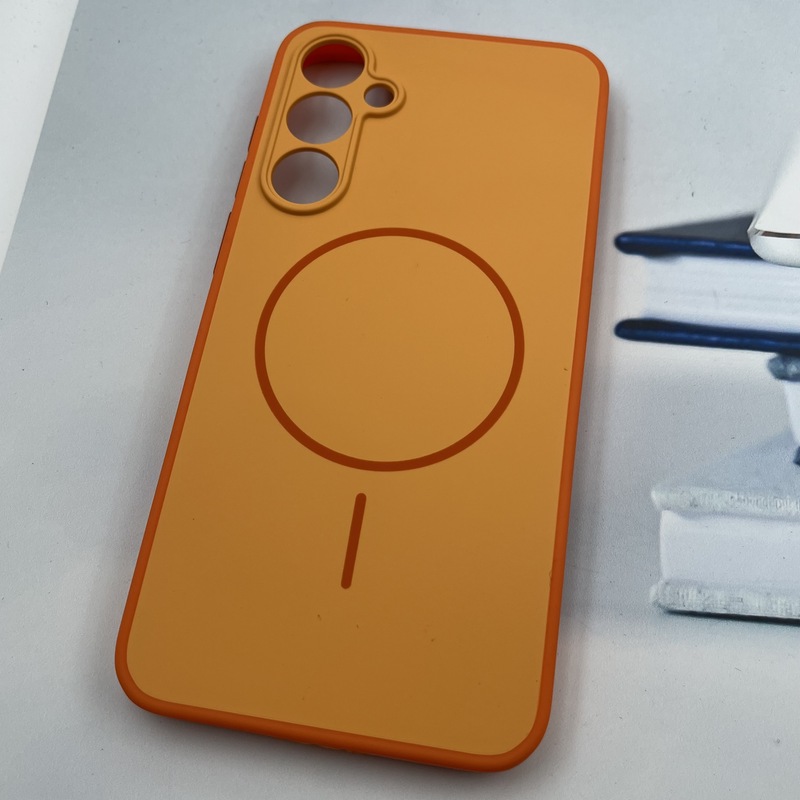 قاب گوشی Galaxy S23 FE سامسونگ سیلیکونی Soft Case پاستلی طرح مگ سیف Magsafe محافظ لنز دار نارنجی کد 27146 - Image 2
