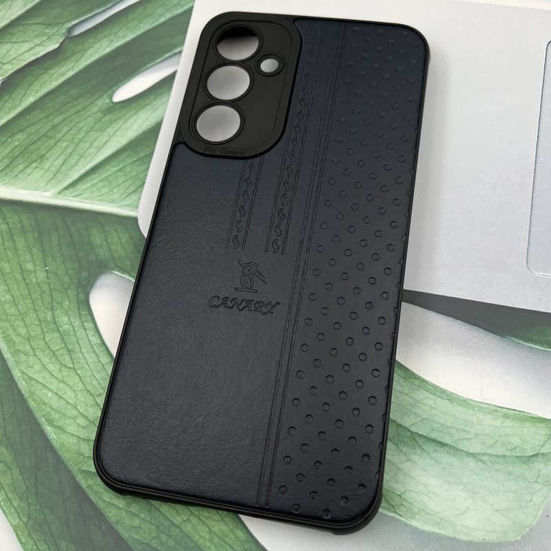 قاب گوشی Galaxy S23 FE سامسونگ دور سیلیکونی چرم طرح دوخت کلاسیک مورب CANARY محافظ لنز دار سرمه ای کد 284238 - Image 2